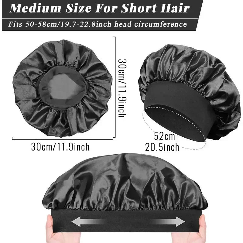 Silk Satin Lined Hair Bonnet for Sleeping – Large Soft Sleep Cap Wrap for Hair