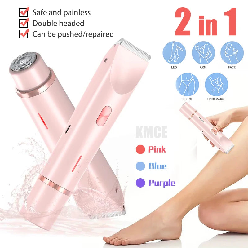 Waterproof Rechargeable Electric Bikini Trimmer for Women – Mini Double-Head Body Hair Remover