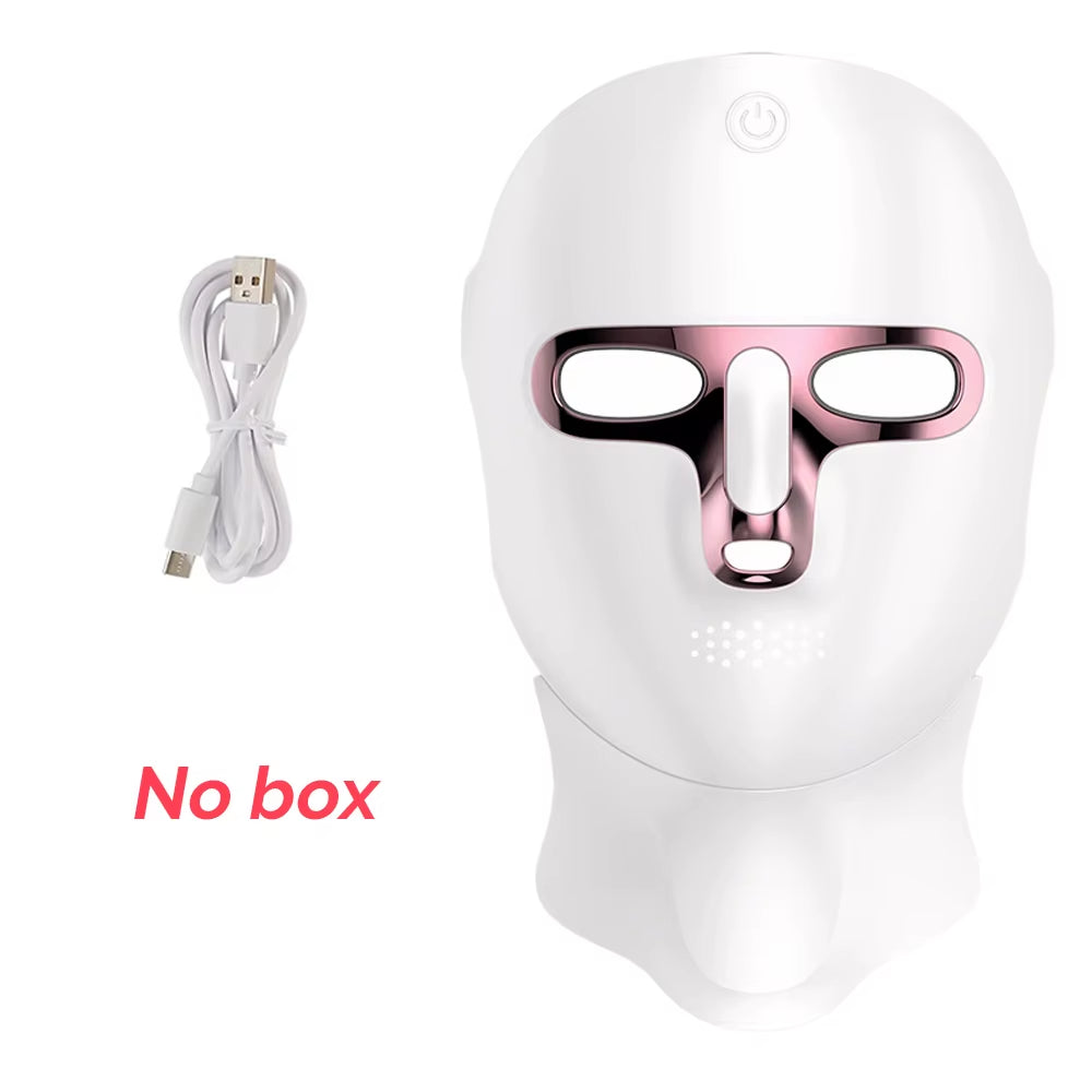 7-Color LED Light Therapy Mask — Rechargeable Face & Neck Skin Lifting Tool