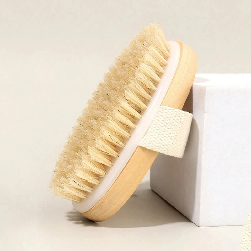 Body Brush for Cellulite & Lymphatic Drainage — Natural Pig Bristle Wet Dry Exfoliating Spa
